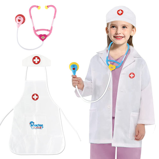 Kids Unisex Doctor Costume,Doctor Set Dress Up Kids Role Play Pretend Toys For Halloween Cosplay Party(3-6 Years)